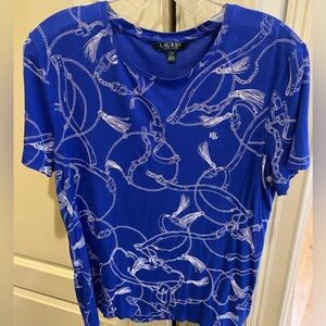 Blue cotton rope print tee